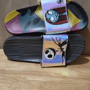 The Nightmare Before Christmas Kids' Slide Sandals - Holographic Pink and Black